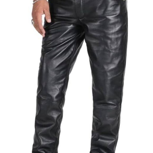 Laverapelle Men's Genuine Lambskin Leather Pants, Black - Picture 1 of 9